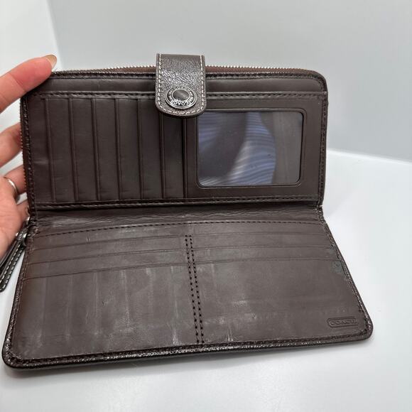 COACH Brown Signature Canvas Wallet - Picture 7 of 11